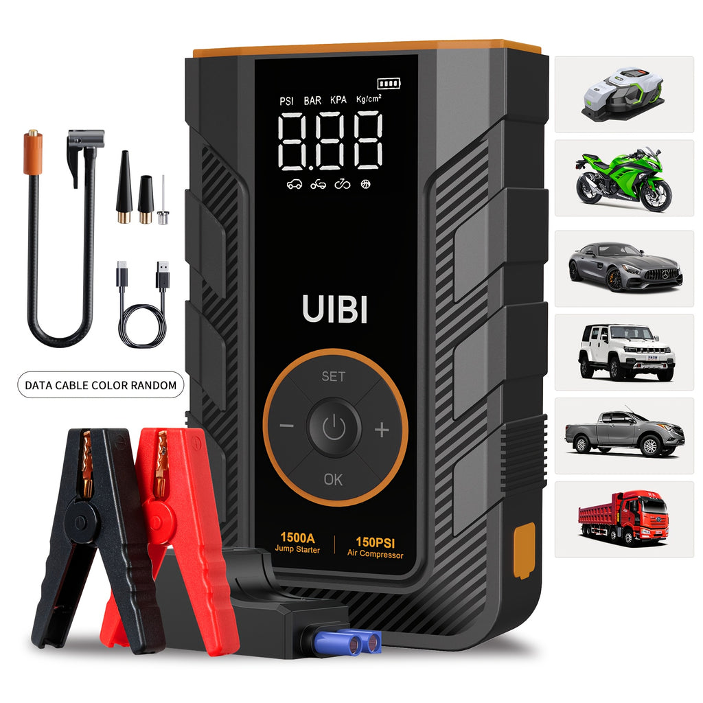 Compact Survival Kit: 150PSI Jump Starter and Air Compressor - Tire Pump, Charger, Flashlight, Car Tools, Bicycle Accessories, Quick Transport