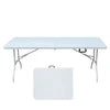 6ft Folding Table, Portable Metal Table for Camping, Picnics, Parties, High Load Bearing Foldable Table White