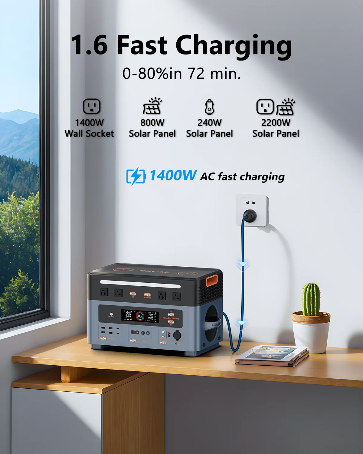 OSCAL 1872Wh Solar Generator with  400W*2 Solar Panel, 1400W Fast Charging, APP Control Battery Backup for Home, Camping & RVs