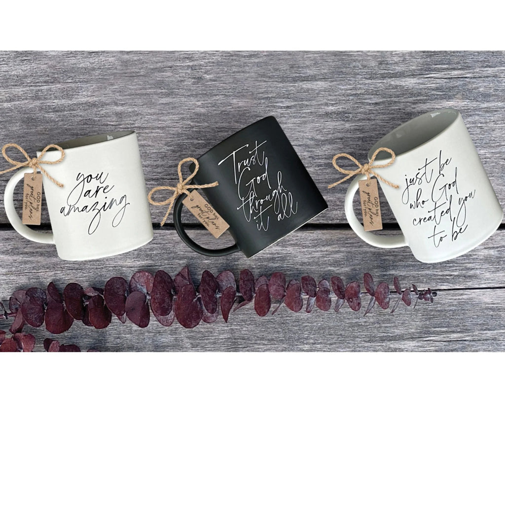 Just Be 18 oz White TD Mug Simple Design Ceramic Coated Camping Mug Dishwasher Microwave Safe Sublimation Printing Ephesians 1