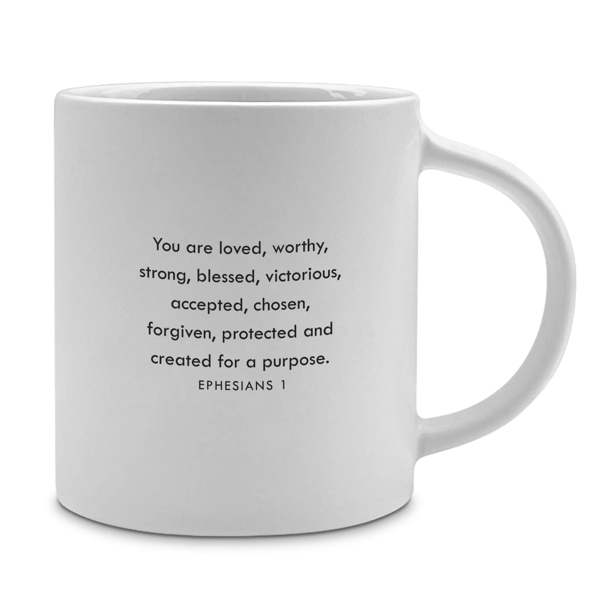 Just Be 18 oz White TD Mug Simple Design Ceramic Coated Camping Mug Dishwasher Microwave Safe Sublimation Printing Ephesians 1