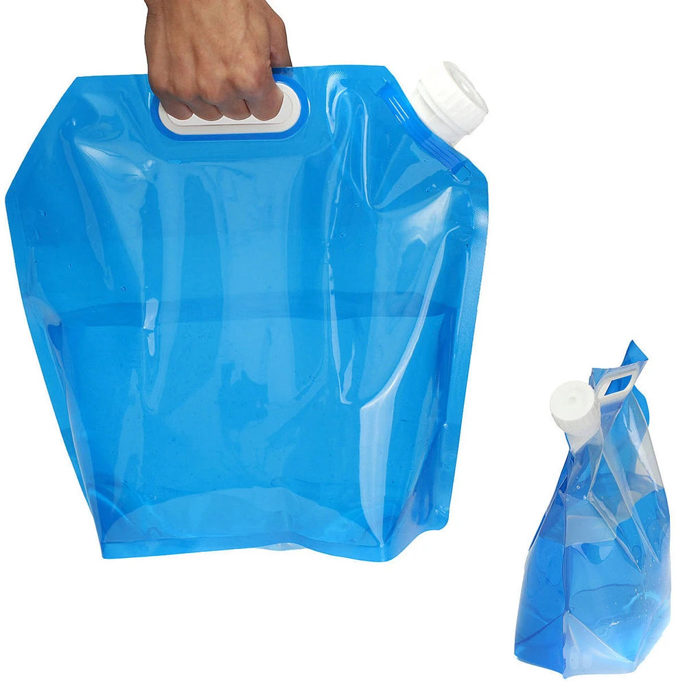 Portable 2L Foldable Drinking Water Bag Outdoor Camping Hiking Riding Transparent Water Container Small Mouth Handle Water Bag