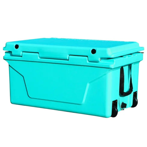 Hot Selling 2022 Blue 65QT Outdoor Cooler Fish Ice Chest Box Custom Logo Rotomolded Popular Camping Cooler Box FCJ