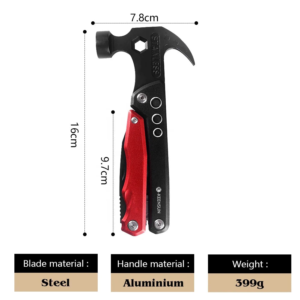 Multifunction Hammers Camping Portable Tools Stainless Steel Multi-purpose Combo Hammers with Screwdriver Pliers