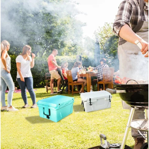 Hot Selling 2022 Blue 65QT Outdoor Cooler Fish Ice Chest Box Custom Logo Rotomolded Popular Camping Cooler Box FCJ