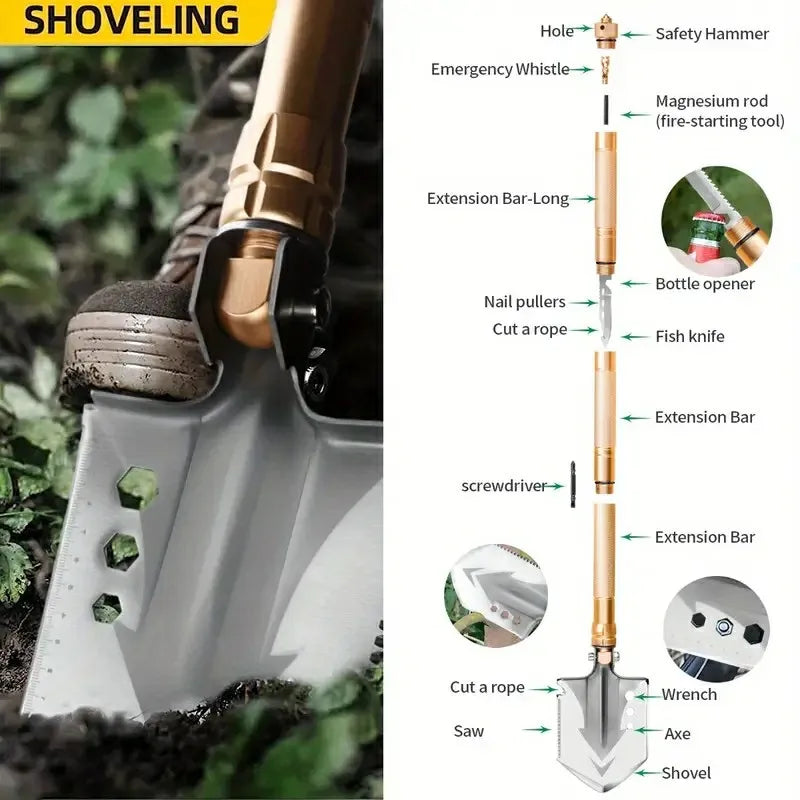 Garden Farming Detachable Shovel Outdoor Camping Garden Equipment Stainless Steel Outdoor Farming Folding Shovels