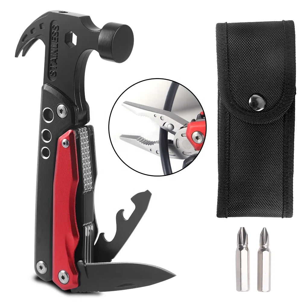 Multifunction Hammers Camping Portable Tools Stainless Steel Multi-purpose Combo Hammers with Screwdriver Pliers