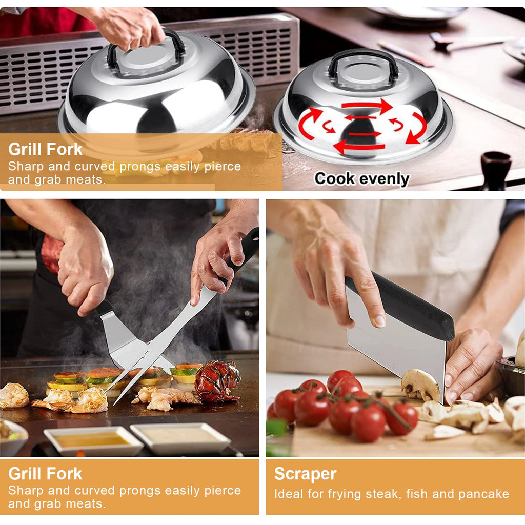 132PCS Teppanyaki Griddle Accessories Kit for Outdoor BBQ and Camping Compatible with Blackstone and Camp Chef Griddles