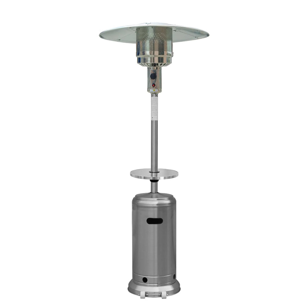 HMS 48000 Silver Steel Propane Patio Heater 48000 BTU Standing Cylindrical Pole Outdoor Mushroom Shape Gas for Camping Parties