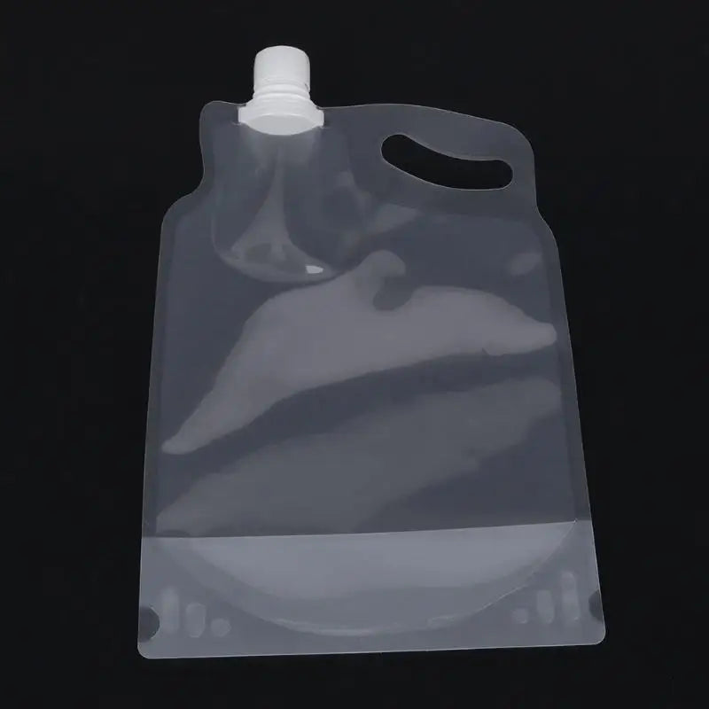 Portable 2L Foldable Drinking Water Bag Outdoor Camping Hiking Riding Transparent Water Container Small Mouth Handle Water Bag