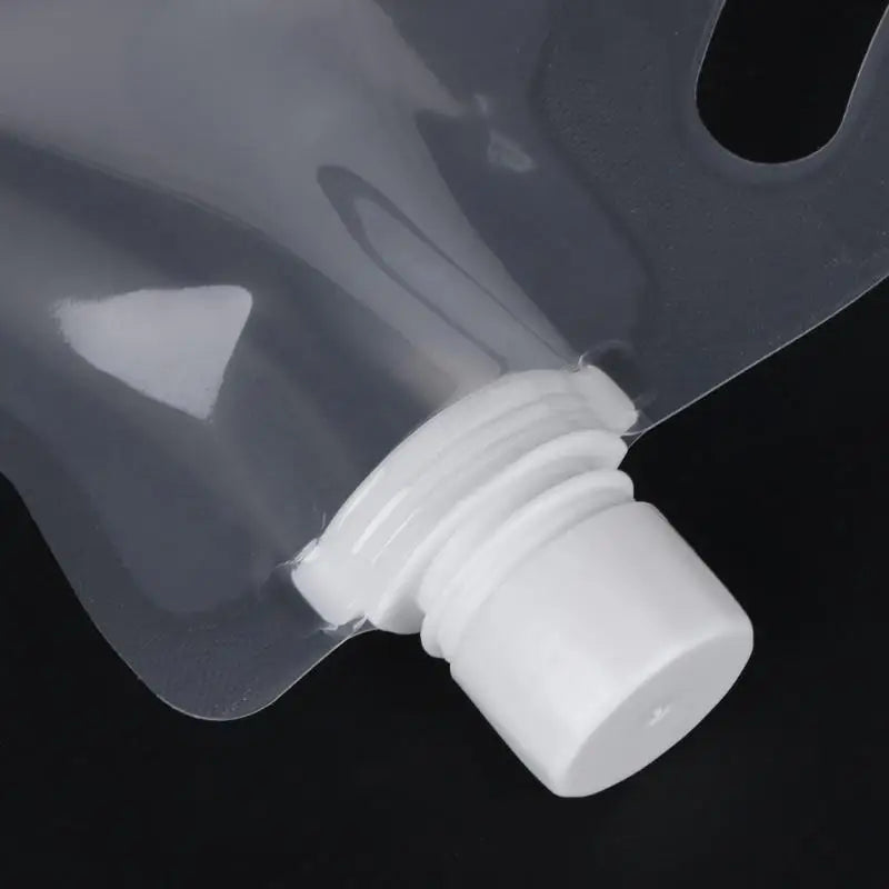 Portable 2L Foldable Drinking Water Bag Outdoor Camping Hiking Riding Transparent Water Container Small Mouth Handle Water Bag
