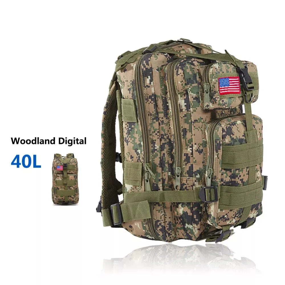 40L Outdoor Tactical Bag Camping Hiking Trekking Backpack Camo Rucksack