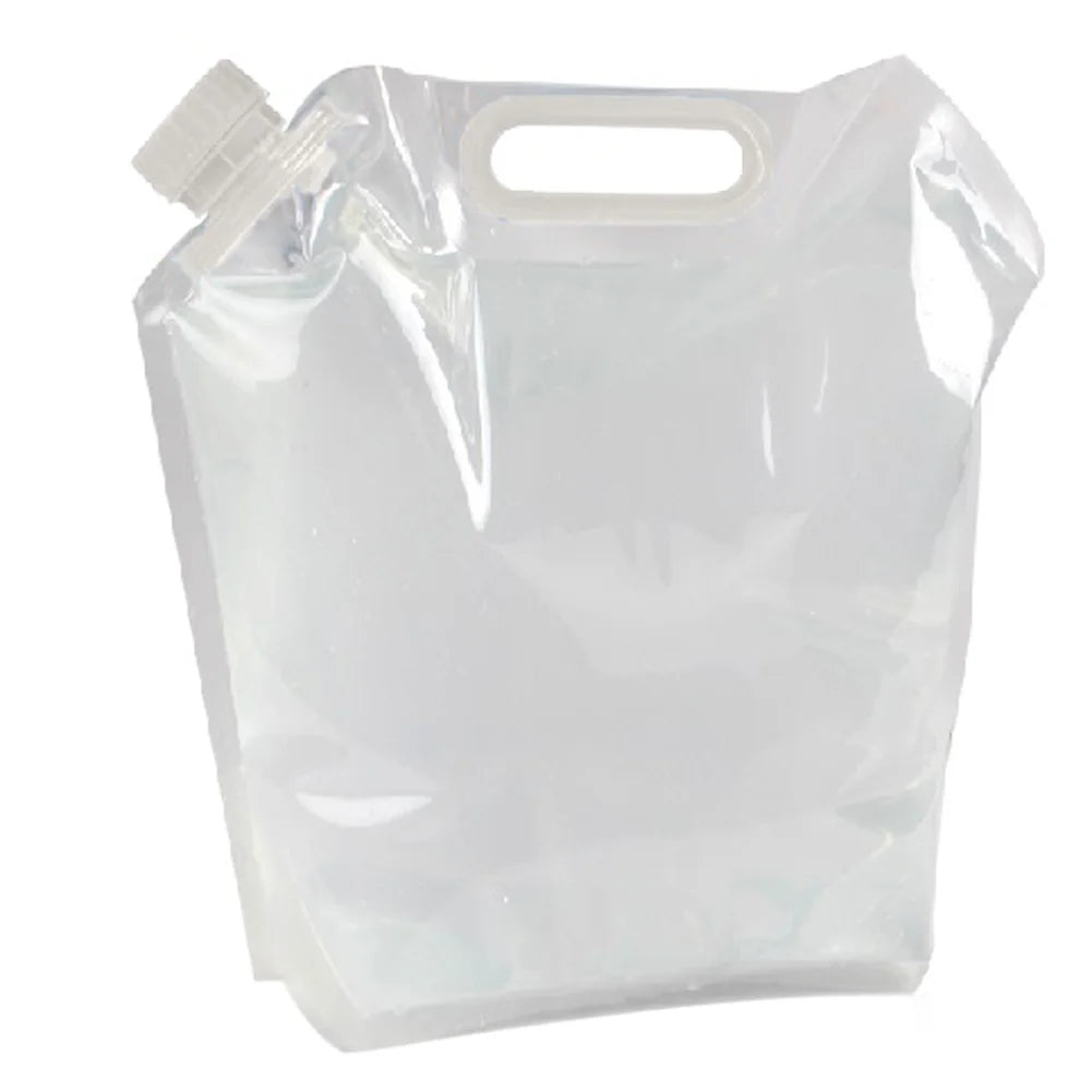 Portable 2L Foldable Drinking Water Bag Outdoor Camping Hiking Riding Transparent Water Container Small Mouth Handle Water Bag