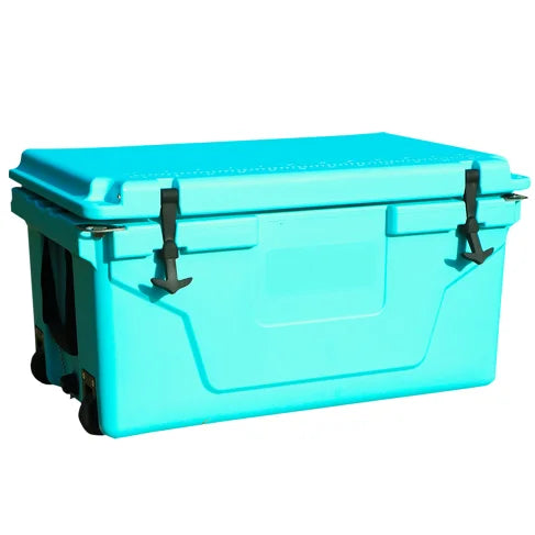 Hot Selling 2022 Blue 65QT Outdoor Cooler Fish Ice Chest Box Custom Logo Rotomolded Popular Camping Cooler Box FCJ