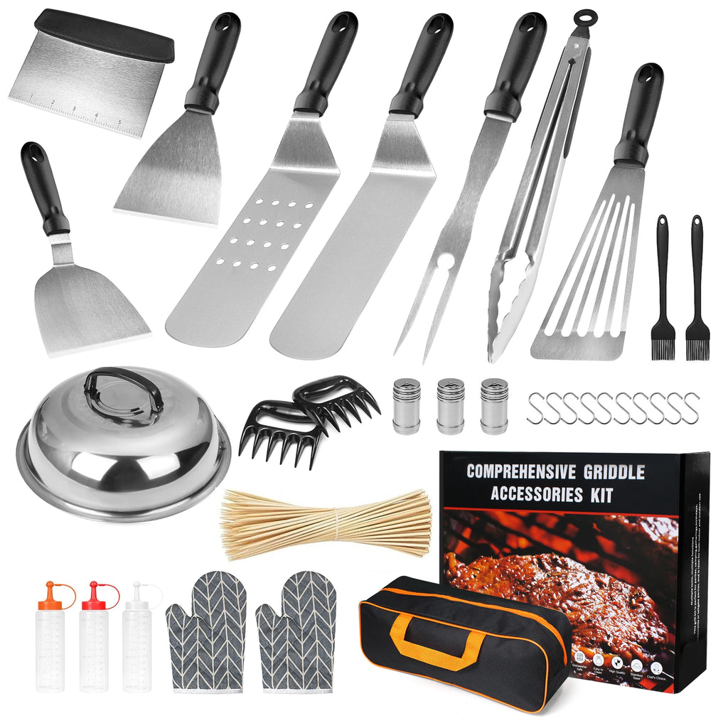 132PCS Teppanyaki Griddle Accessories Kit for Outdoor BBQ and Camping Compatible with Blackstone and Camp Chef Griddles