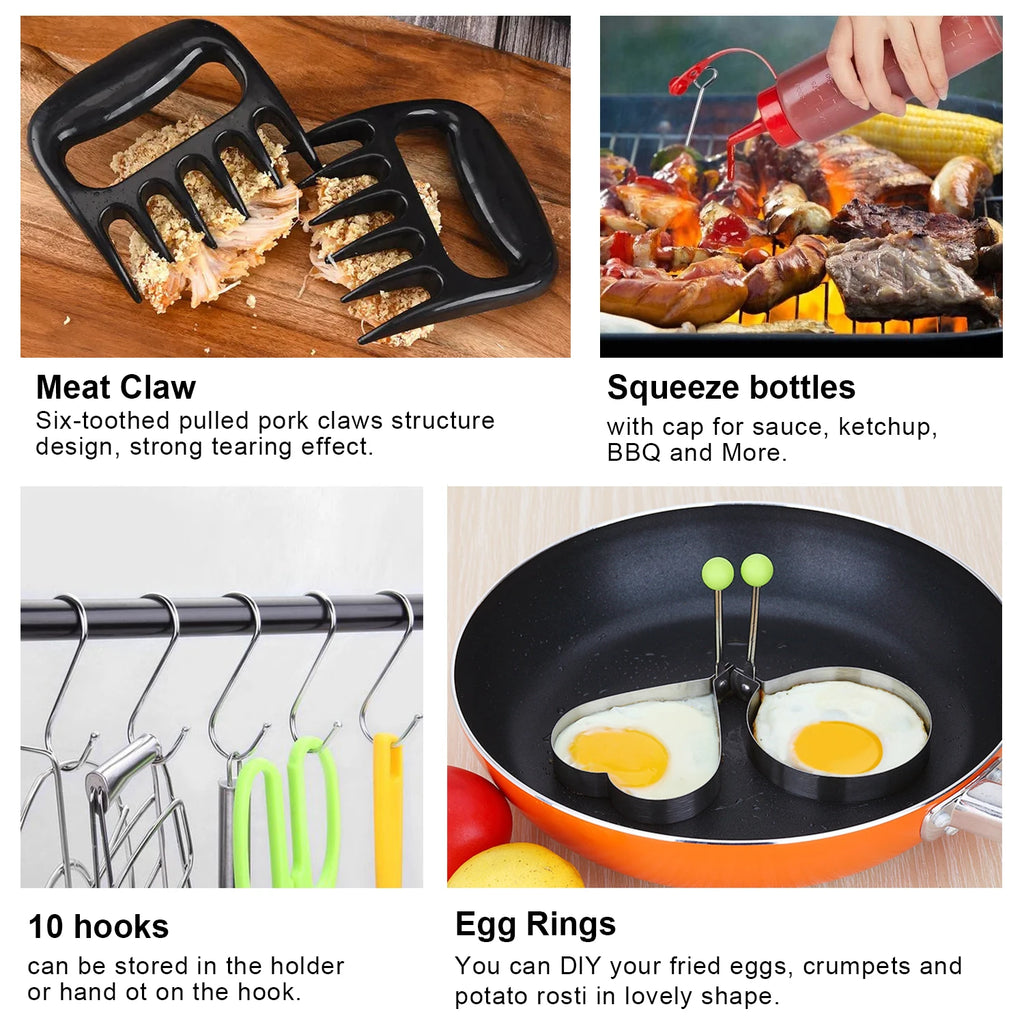 132PCS Teppanyaki Griddle Accessories Kit for Outdoor BBQ and Camping Compatible with Blackstone and Camp Chef Griddles