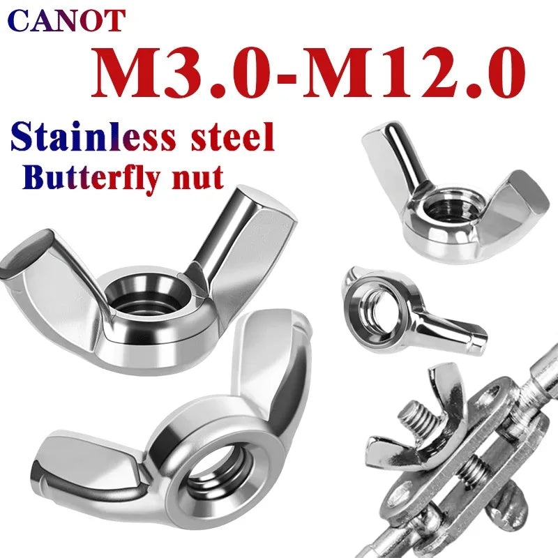 Wing Nuts Butterfly Nuts M3 M4 M5 M6 M8 M10 M12 Wing Nuts 304 Stainless Steel Hand Tighten  Wingnuts butterfly Nut DIN315
