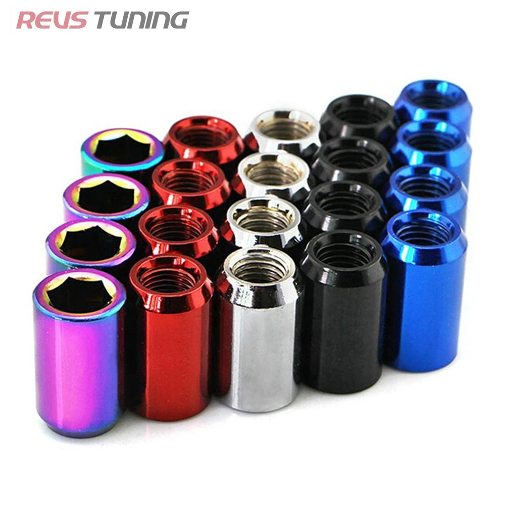 Red 32mm M12x1.5 / M12x1.25 Steel Racing Car Wheel Lock Nuts Chrome Lug Nuts