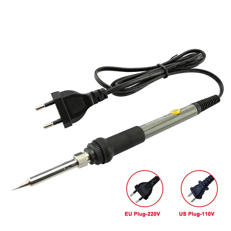 60W Adjustable Temperature Electric Soldering Iron EU 220V / US 110V Welding Iron Rework Station Heat Pen Tips DIY for Repairing