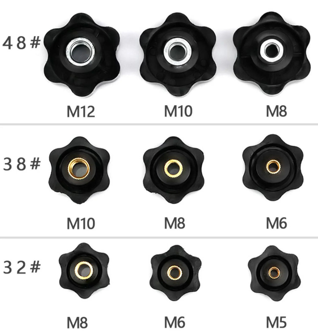Knob Nuts Plum Hand Tighten Nuts Handle Thread Star Mechanical Black Thumb Nuts Clamping Knob Manual Nuts M4 M5 M6 M8 M10 M12