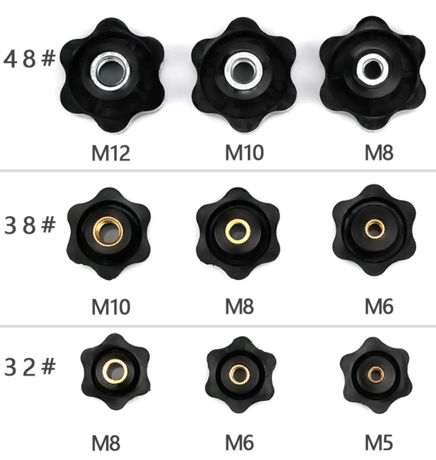 Knob Nuts Plum Hand Tighten Nuts Handle Thread Star Mechanical Black Thumb Nuts Clamping Knob Manual Nuts M4 M5 M6 M8 M10 M12