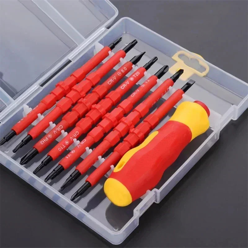 VDE Insulated Screwdriver Set 1000V Slotted Phillips Magnetic Screw Driver Bits Kit With Tester Pen Electricians Hand Tools