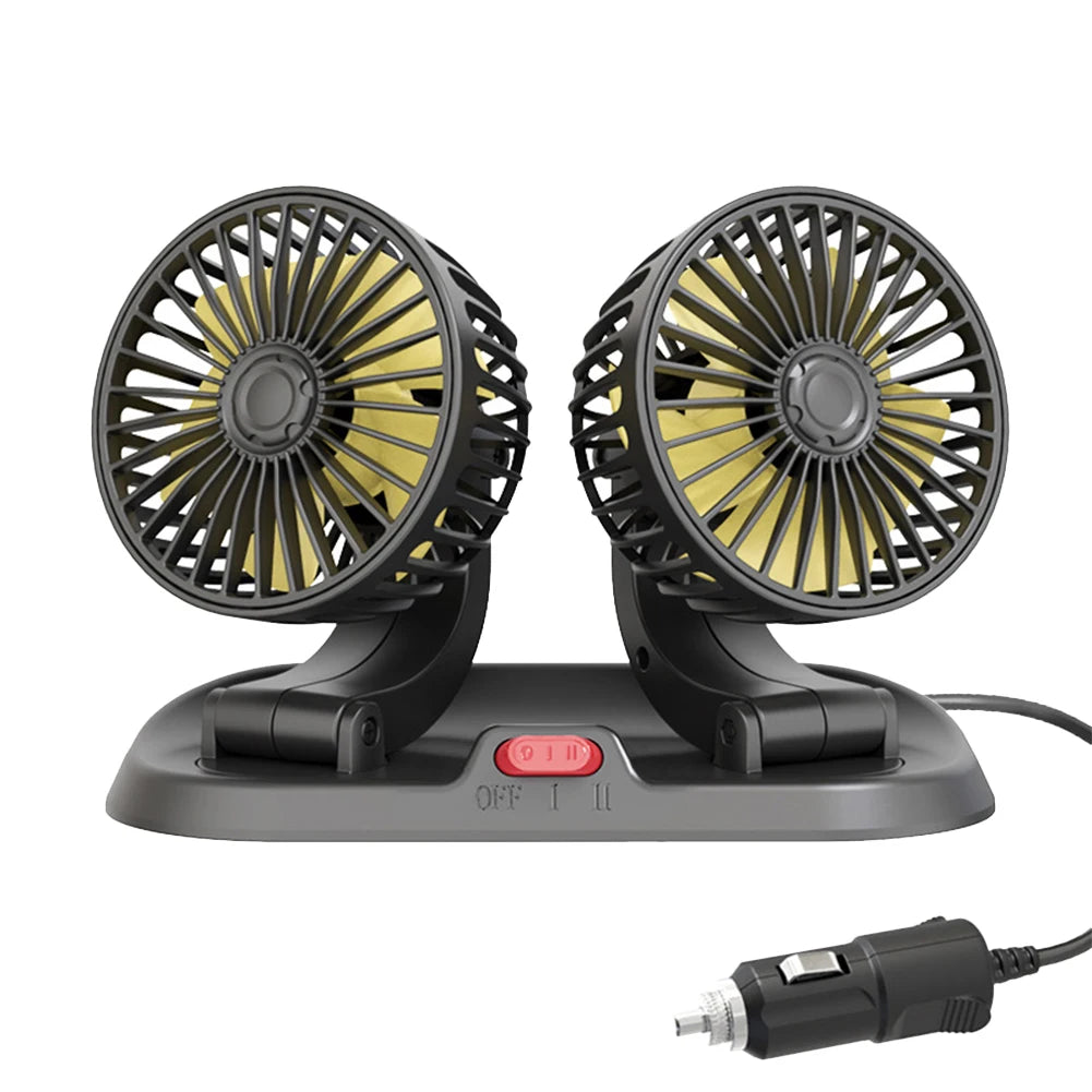 Car Seat Back Cooling Fan USB Charge Dual Head Fan 360 Degree Rotation Neck Cooler Auto Headrest Ventilation Fan for Vehicle SUV