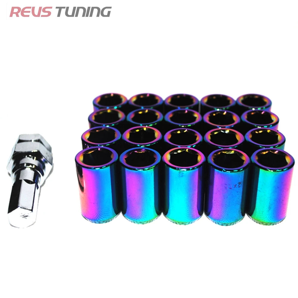 Red 32mm M12x1.5 / M12x1.25 Steel Racing Car Wheel Lock Nuts Chrome Lug Nuts