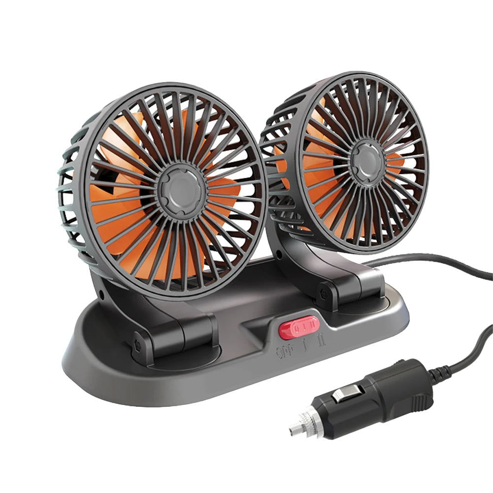 Car Seat Back Cooling Fan USB Charge Dual Head Fan 360 Degree Rotation Neck Cooler Auto Headrest Ventilation Fan for Vehicle SUV
