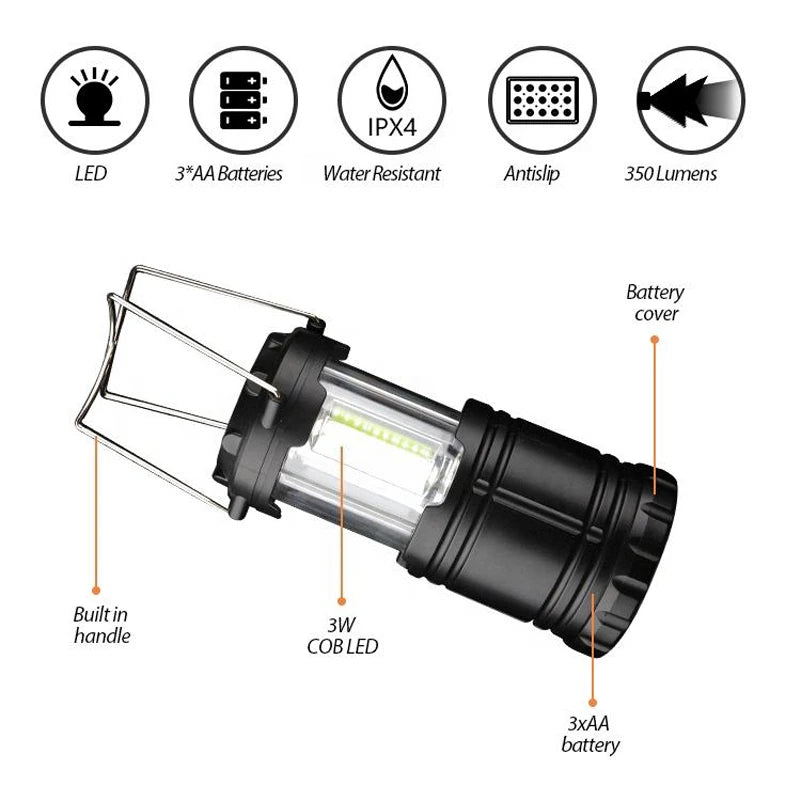 Portable COB Telescopic Camping Light Outdoor Light Tent Light Lantern Foldable Pole LED Camping Lantern