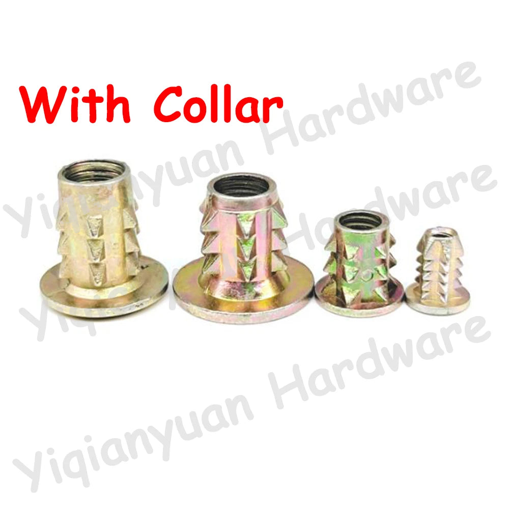 Yiqianyuan Spiked Nuts M3-M8 Carbon Steel Galvanized Connect Furniture Nuts Wood Insert Nuts with Collar and without Collar