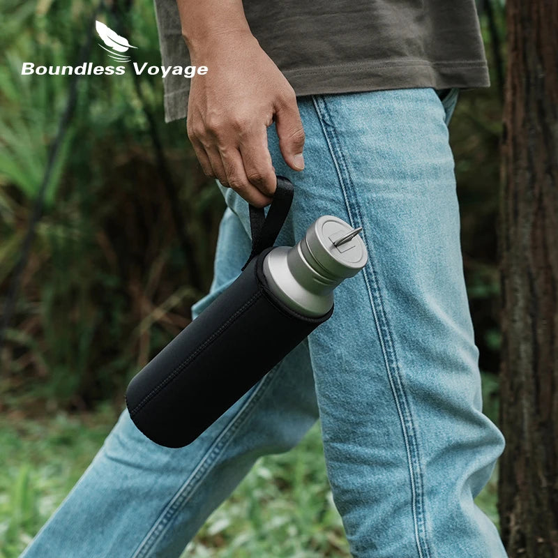Boundless Voyage Titanium Water Bottle with Titanium Lid Outdoor Camping Cycling Hiking Tableware Drinkware 25.6oz/750ml