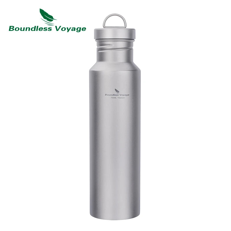 Boundless Voyage Titanium Water Bottle with Titanium Lid Outdoor Camping Cycling Hiking Tableware Drinkware 25.6oz/750ml