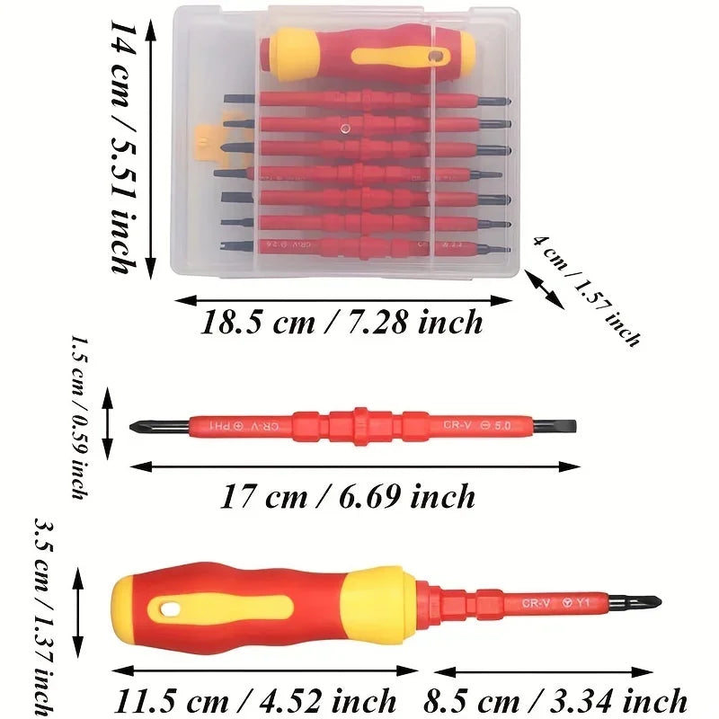 Double-ended Magnetic Screwdriver Set - 7 Interchangeable Heads for Efficient Electrical Repairs and Maintenance Tasks