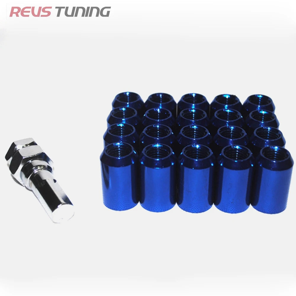 Red 32mm M12x1.5 / M12x1.25 Steel Racing Car Wheel Lock Nuts Chrome Lug Nuts