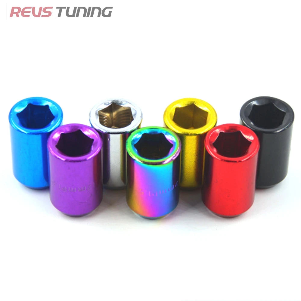 Red 32mm M12x1.5 / M12x1.25 Steel Racing Car Wheel Lock Nuts Chrome Lug Nuts