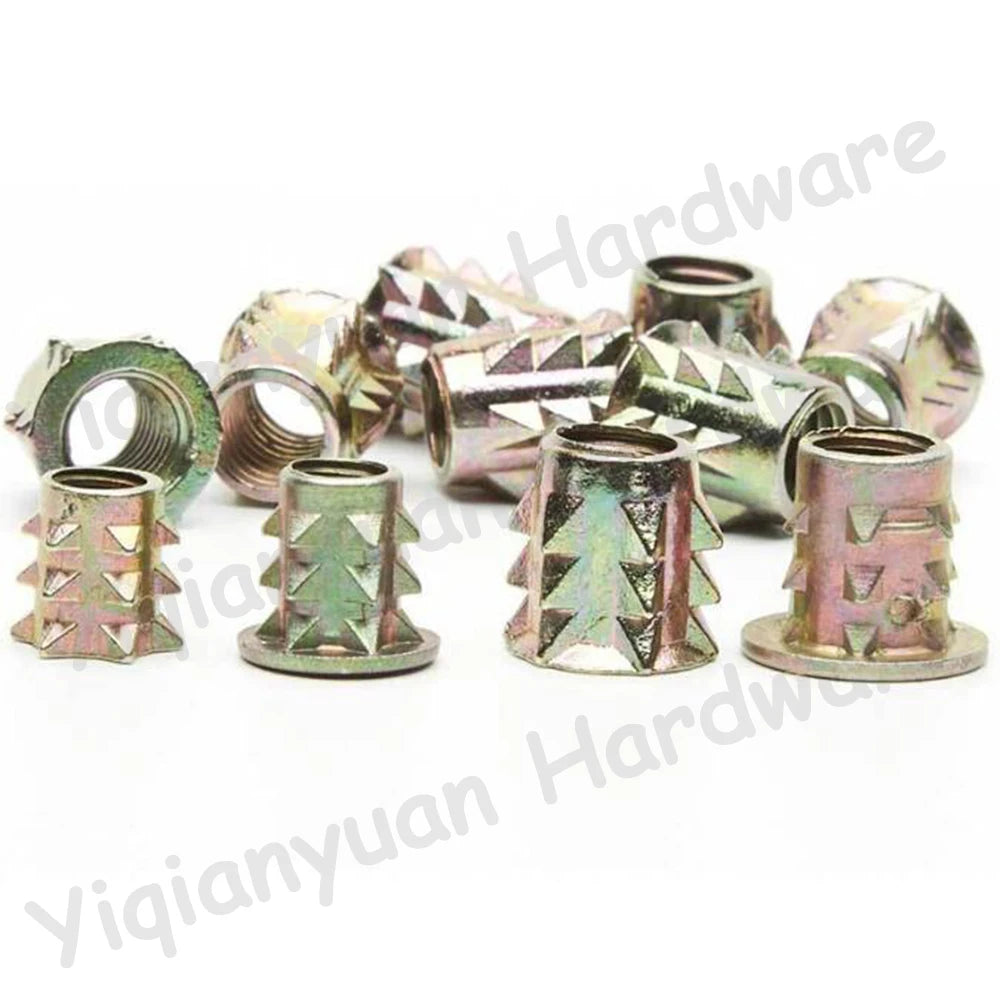 Yiqianyuan Spiked Nuts M3-M8 Carbon Steel Galvanized Connect Furniture Nuts Wood Insert Nuts with Collar and without Collar