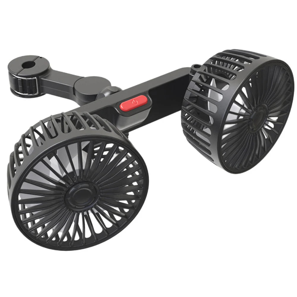 Car Seat Back Cooling Fan USB Charge Dual Head Fan 360 Degree Rotation Neck Cooler Auto Headrest Ventilation Fan for Vehicle SUV