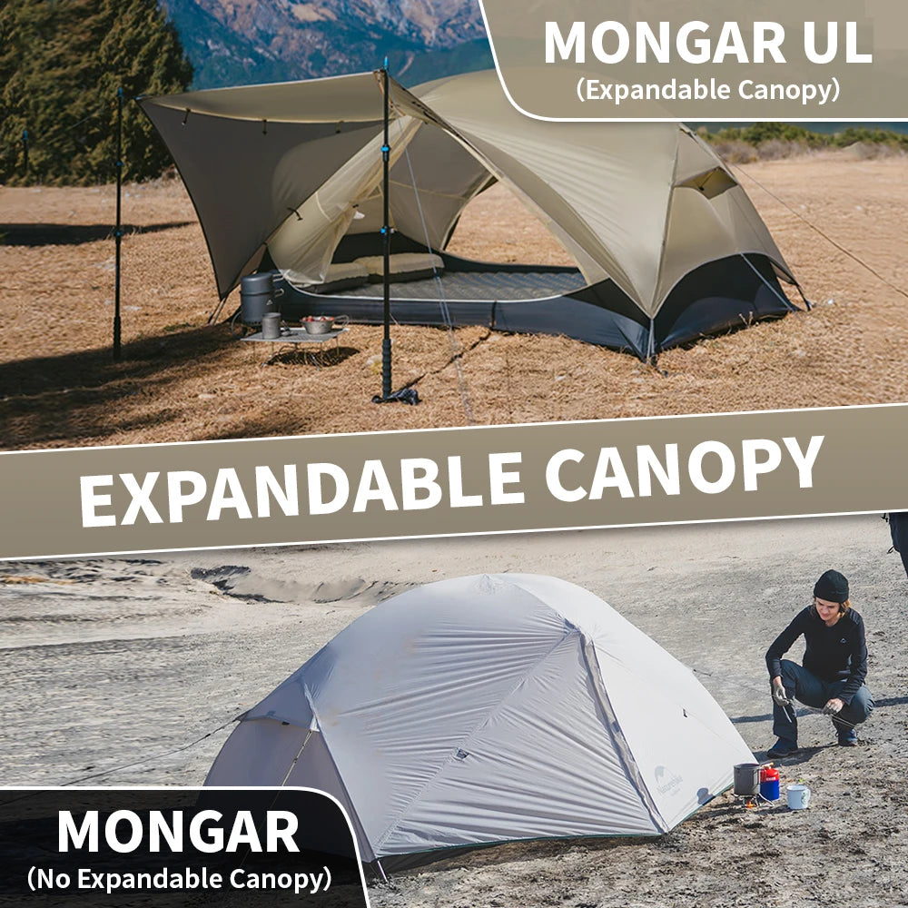 Naturehike Mongar UL 2 Tent 2 Person Backpacking Tent 20D Ultralight Travel Tent Waterproof Hiking Survival Outdoor Camping Tent