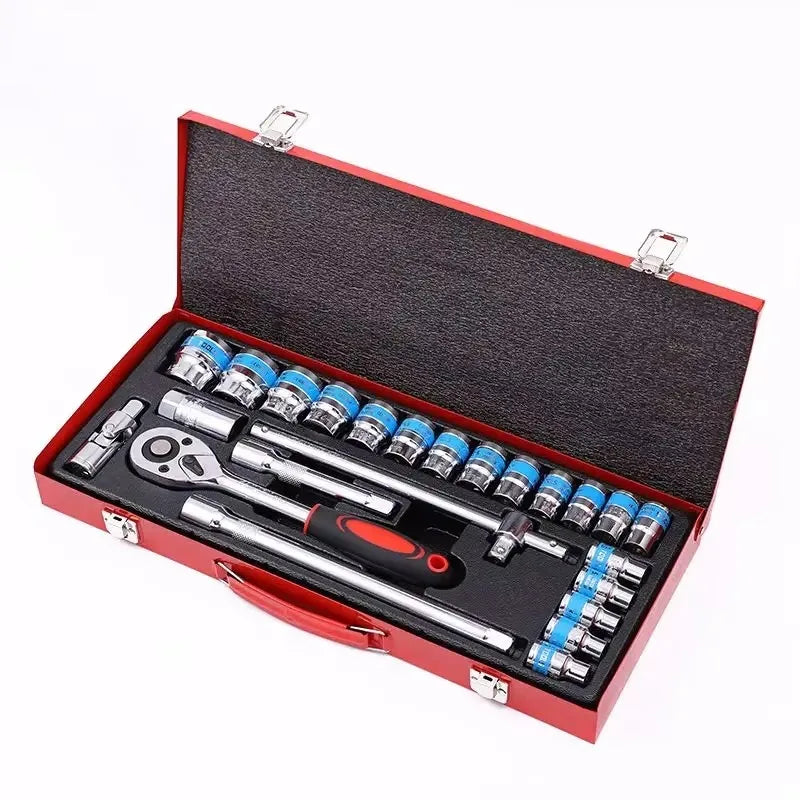 Krachtige 24Pcs 1/2" Socket Ratchet Wrench Combination Automobile Mechanical Maintenance Tool Kit 8-32mm