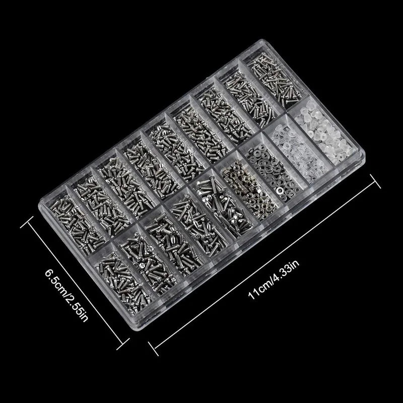 1200pcs Glasses Screws With Screwdriver Tweezers  Repair Kit Complete Glasses Screws Mini Screws Set for PC Phone