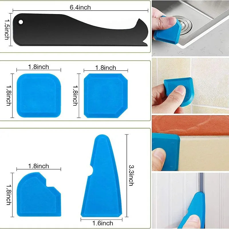 Silicone Caulking Tool Kit Joint Sealant Spreader Spatula Scraper for Tile Window Grout Edge Removal Kitchen Construction Tools