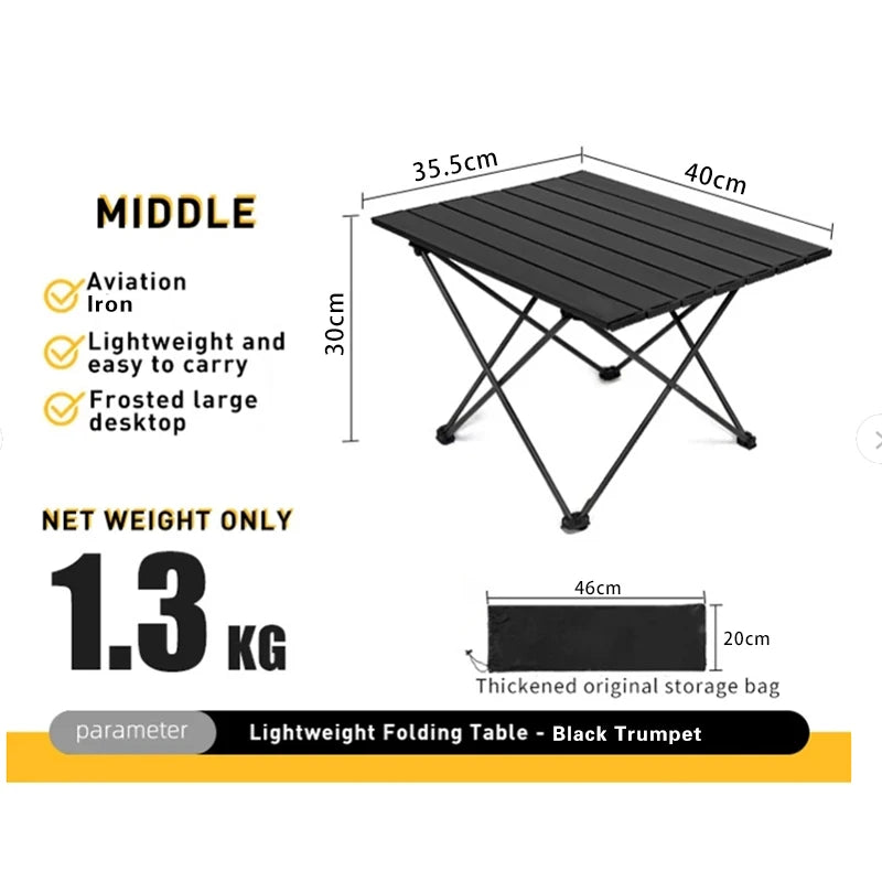 Portable Camping Folding Table Outdoor Picnic Barbecue Storage Table Aluminum Alloy Table Camping Furniture Camping Supplies