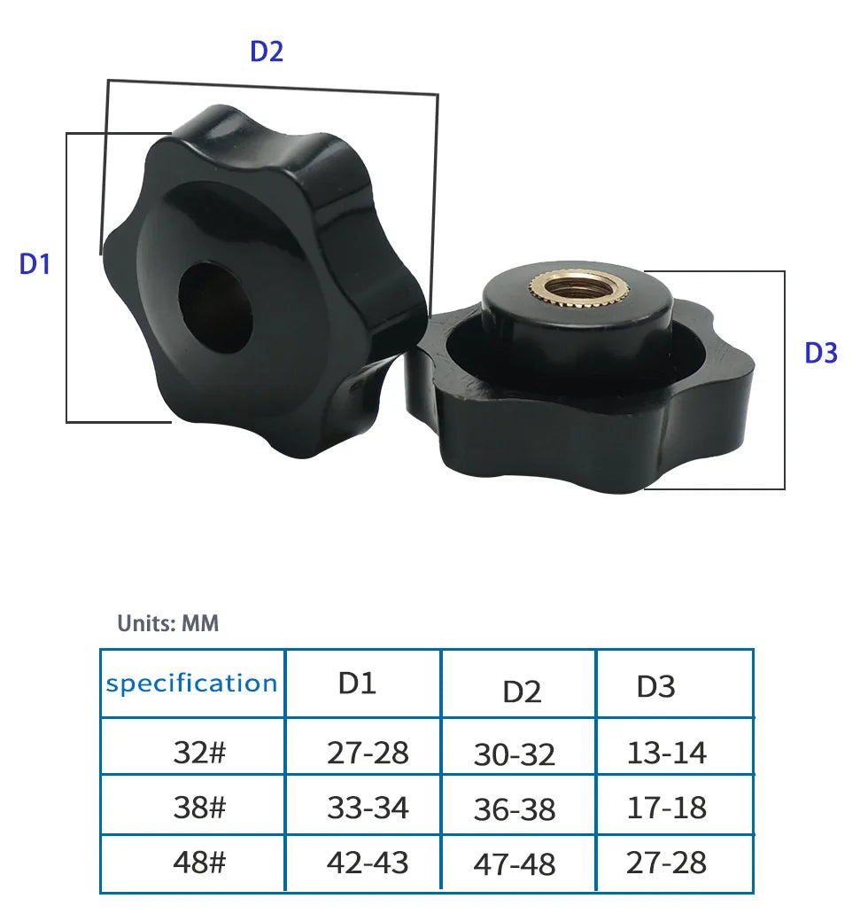 Knob Nuts Plum Hand Tighten Nuts Handle Thread Star Mechanical Black Thumb Nuts Clamping Knob Manual Nuts M4 M5 M6 M8 M10 M12