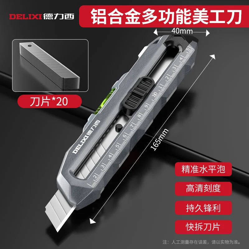 Youpin Delixi Stretch Utility Knife Paper Cutters Carbon Steel Blades Pocket Knife with Safety Lock Handicraft Tool DIY Utility