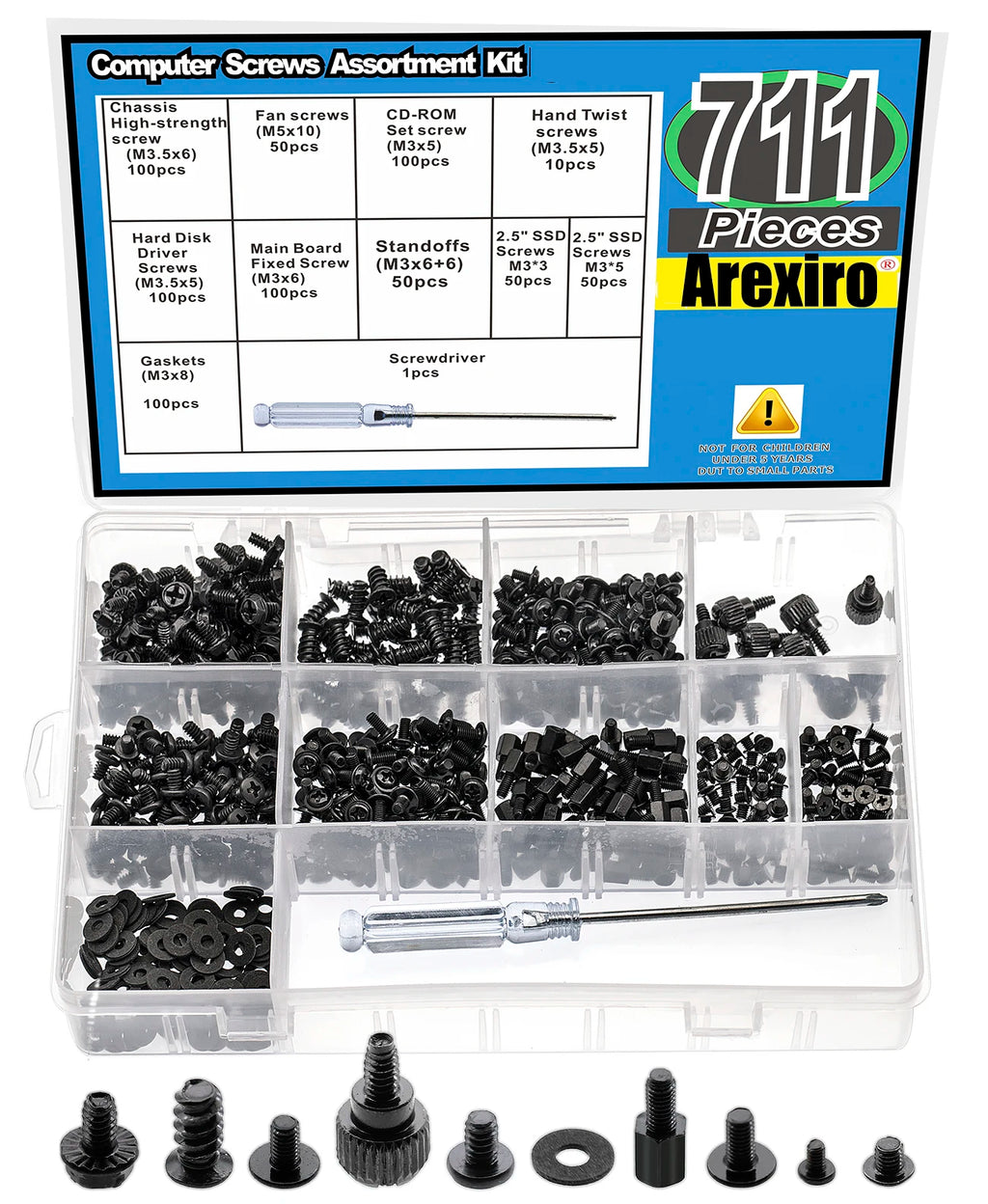 711pcs Motherboard Standoffs Screws Kit, SSD Screws, Replacement PC Computer Screws Set for Mainboard, HDD Hard Drive, SSD