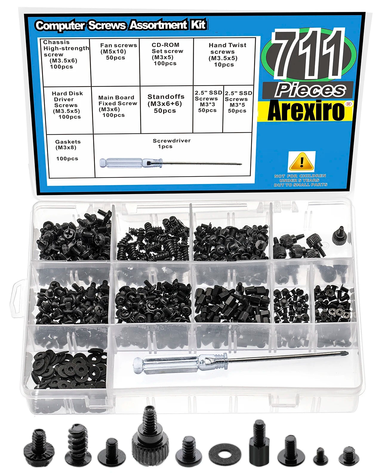 711pcs Motherboard Standoffs Screws Kit, SSD Screws, Replacement PC Computer Screws Set for Mainboard, HDD Hard Drive, SSD