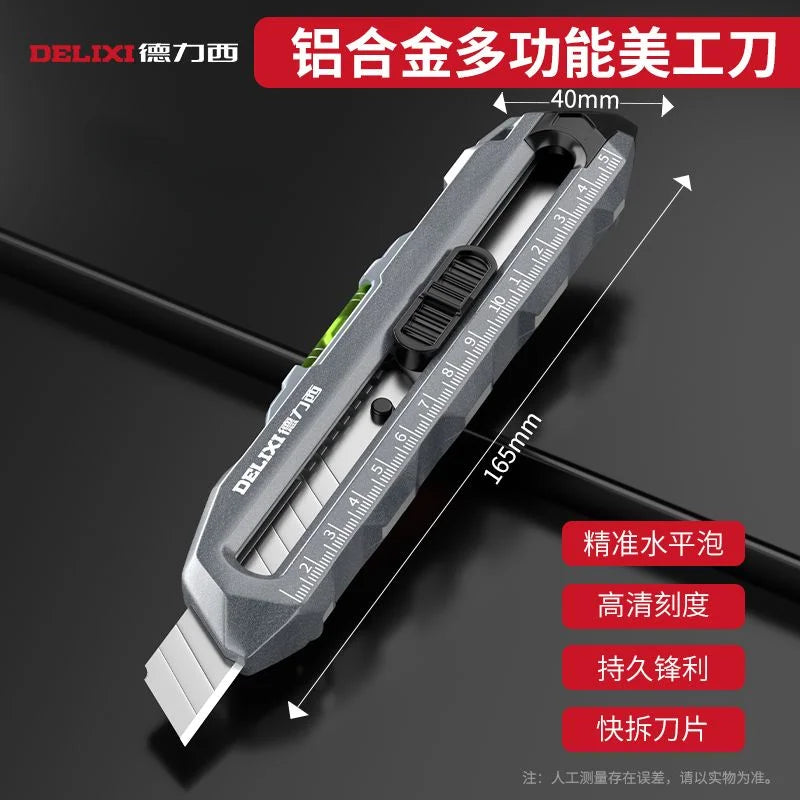 Youpin Delixi Stretch Utility Knife Paper Cutters Carbon Steel Blades Pocket Knife with Safety Lock Handicraft Tool DIY Utility