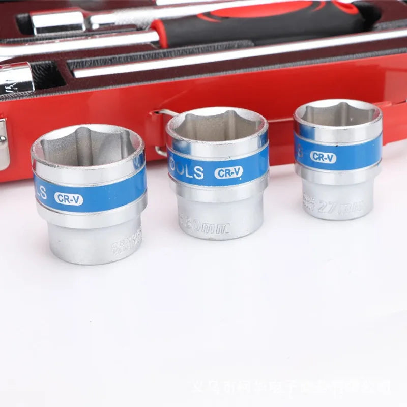 Krachtige 24Pcs 1/2" Socket Ratchet Wrench Combination Automobile Mechanical Maintenance Tool Kit 8-32mm