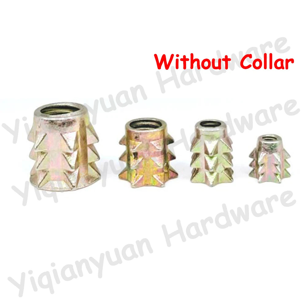 Yiqianyuan Spiked Nuts M3-M8 Carbon Steel Galvanized Connect Furniture Nuts Wood Insert Nuts with Collar and without Collar